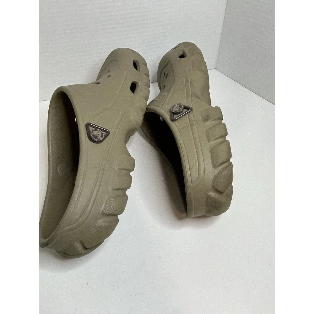 Crocs Offroad Sport Clog Sz 11 Khaki Waterproof, No Heel Strap, Rugged Lug Sole